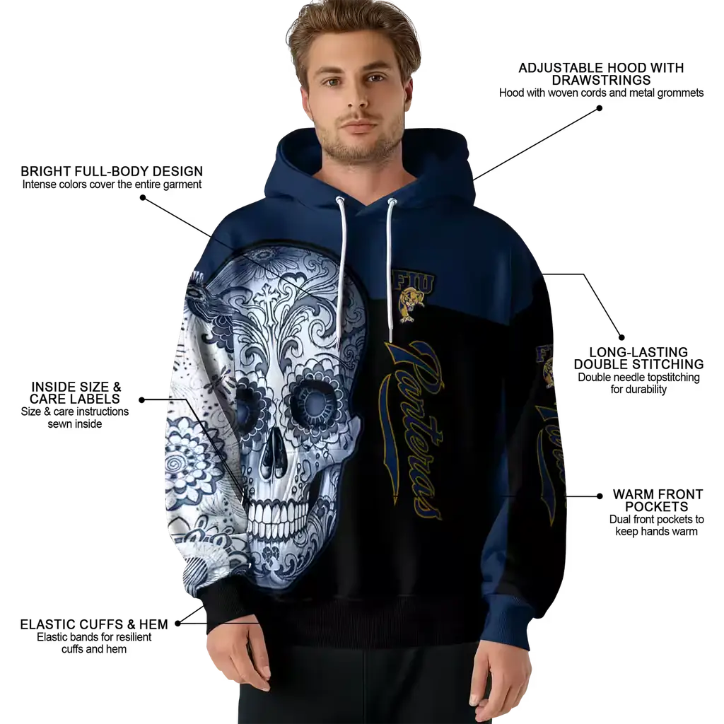 fiu panthers sugar skull blue black hoodie latest model fiu panthers sugar skull blue black hoodie latest model