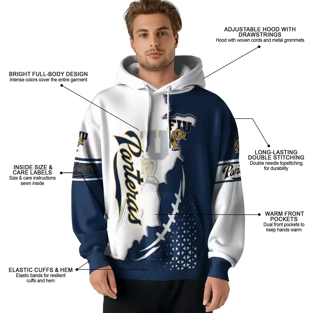 fiu panthers triangular pattern blue white hoodie latest model fiu panthers triangular pattern blue white hoodie latest model