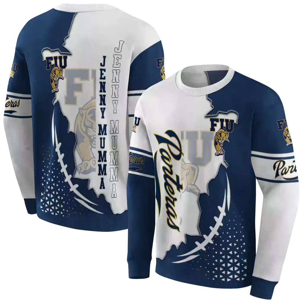 fiu panthers triangular pattern blue white hoodie premium grade fiu panthers triangular pattern blue white hoodie premium grade