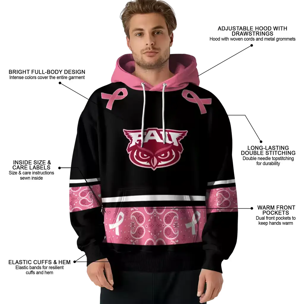 florida atlantic owls awareness ribbon black pink hoodie latest model florida atlantic owls awareness ribbon black pink hoodie latest model