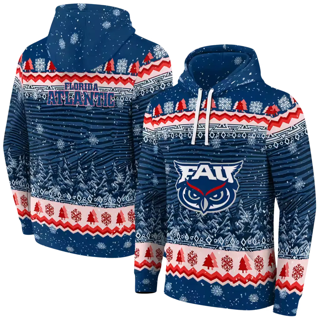 florida atlantic owls christmas trees blue hoodie fashion forward florida atlantic owls christmas trees blue hoodie fashion forward