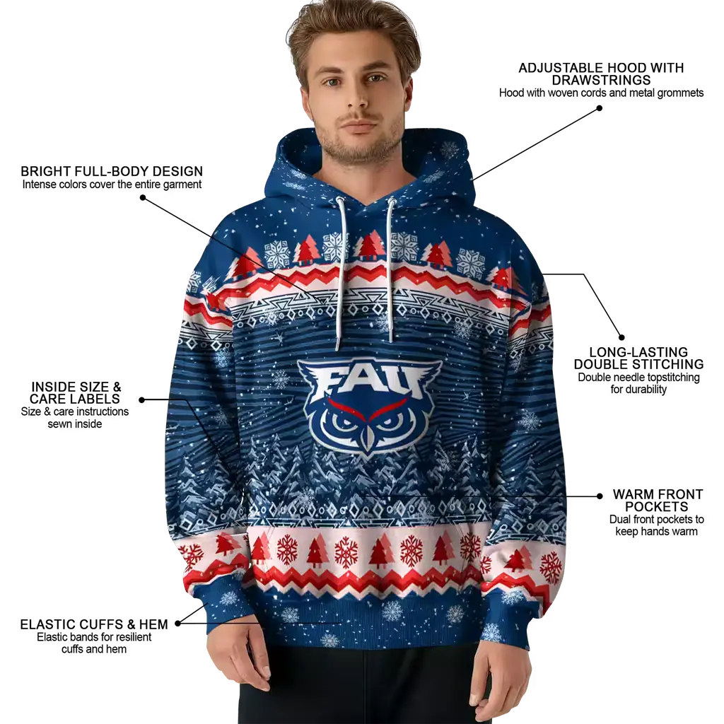 florida atlantic owls christmas trees blue hoodie latest model florida atlantic owls christmas trees blue hoodie latest model