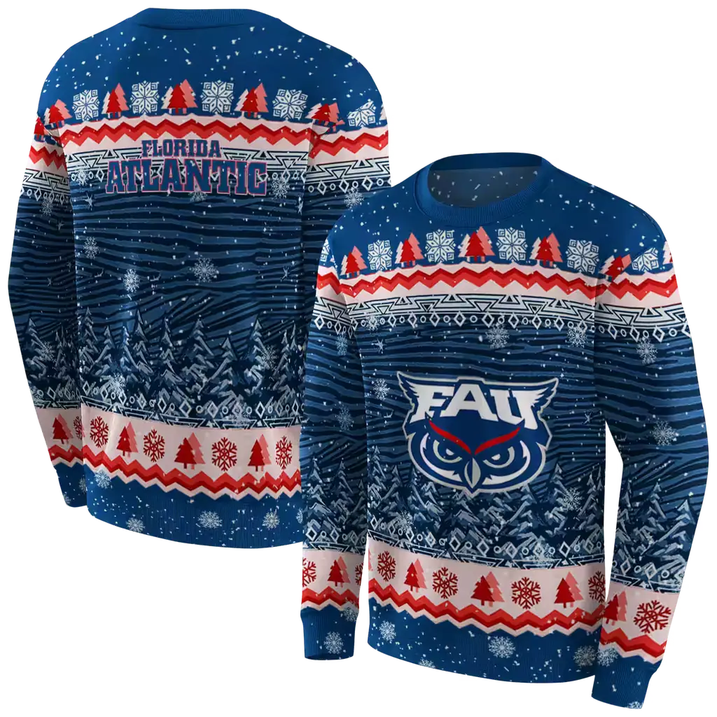 florida atlantic owls christmas trees blue hoodie premium grade florida atlantic owls christmas trees blue hoodie premium grade