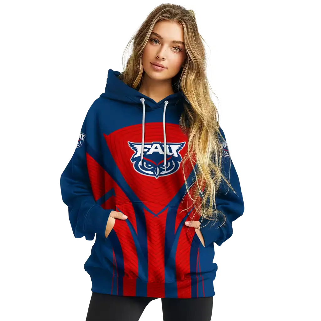 florida atlantic owls concentric lines blue black hoodie high quality florida atlantic owls concentric lines blue black hoodie high quality
