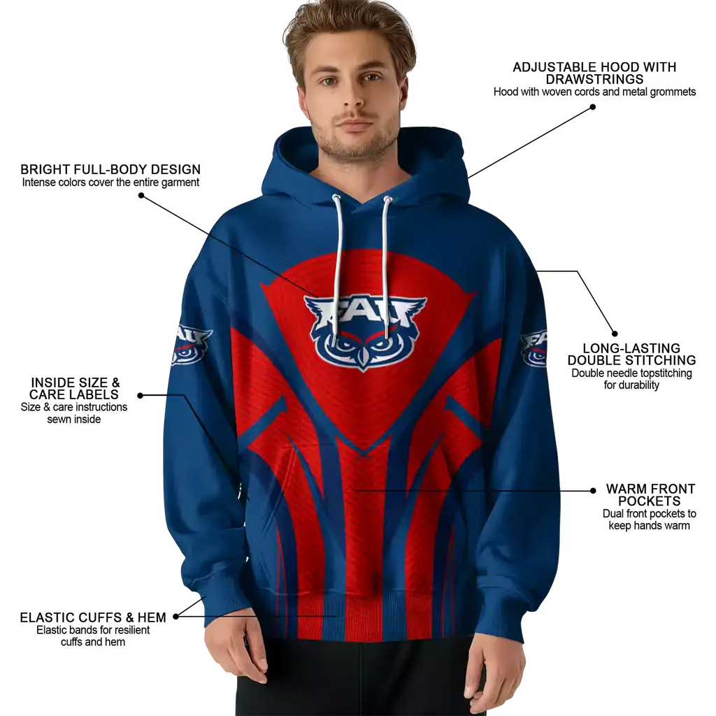 florida atlantic owls concentric lines blue black hoodie latest model florida atlantic owls concentric lines blue black hoodie latest model