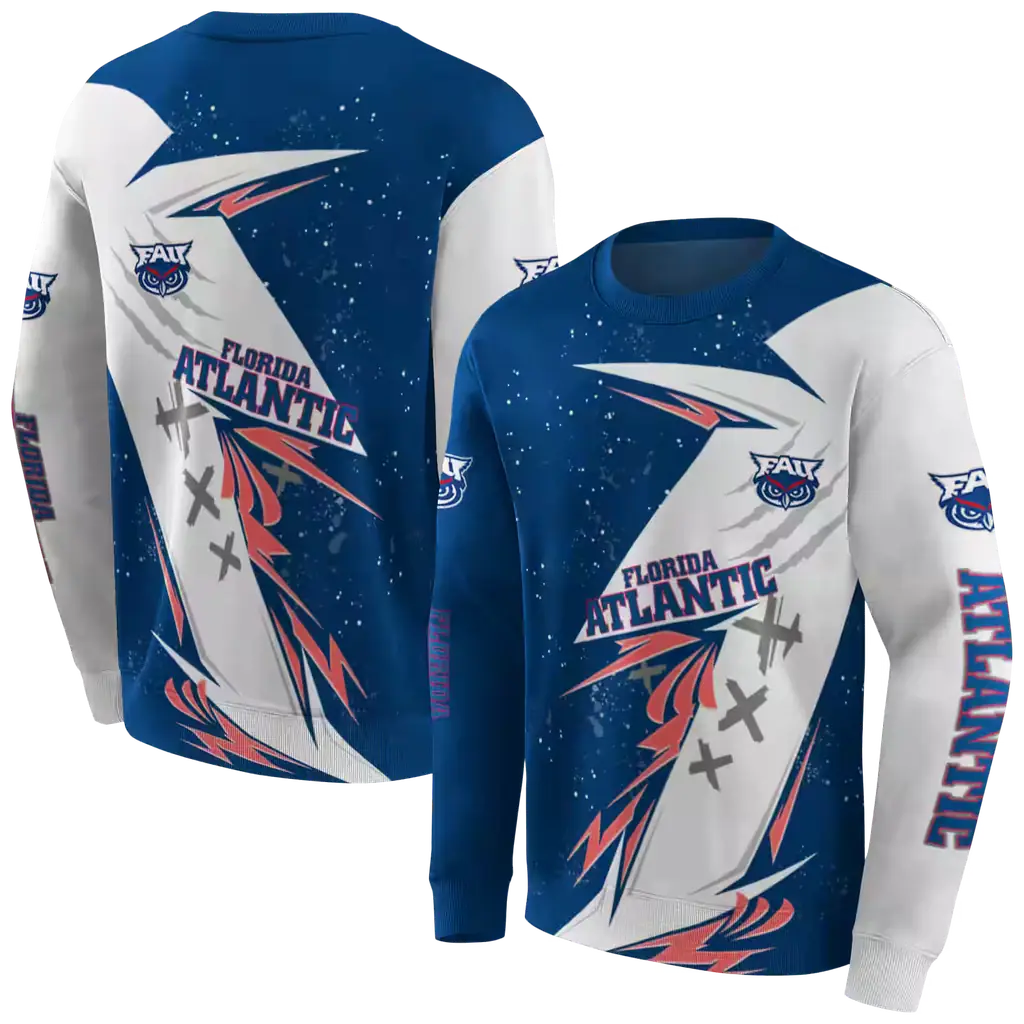 florida atlantic owls dynamic slash blue white hoodie premium grade florida atlantic owls dynamic slash blue white hoodie premium grade