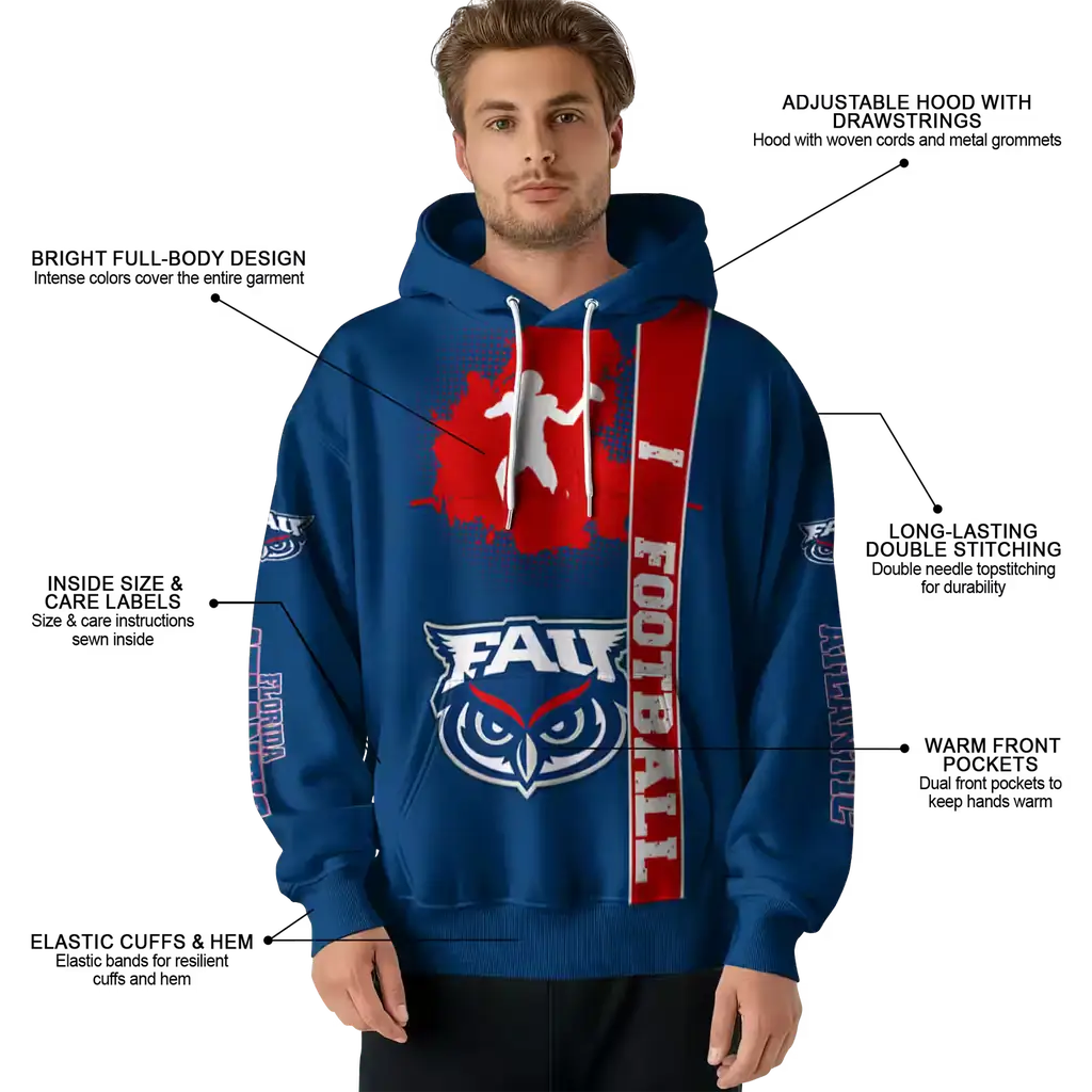 florida atlantic owls football heartbeat blue hoodie latest model florida atlantic owls football heartbeat blue hoodie latest model