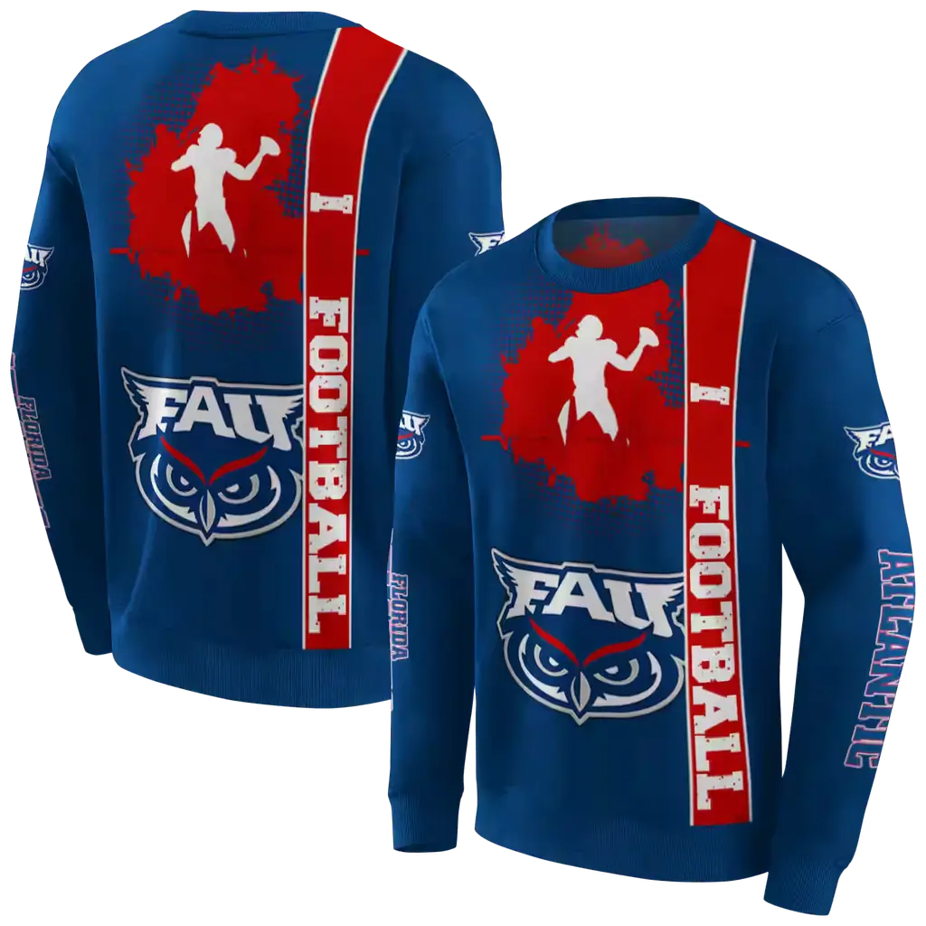 florida atlantic owls football heartbeat blue hoodie premium grade florida atlantic owls football heartbeat blue hoodie premium grade