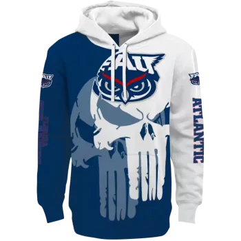 florida atlantic owls graphic punisher blue white hoodie best selling