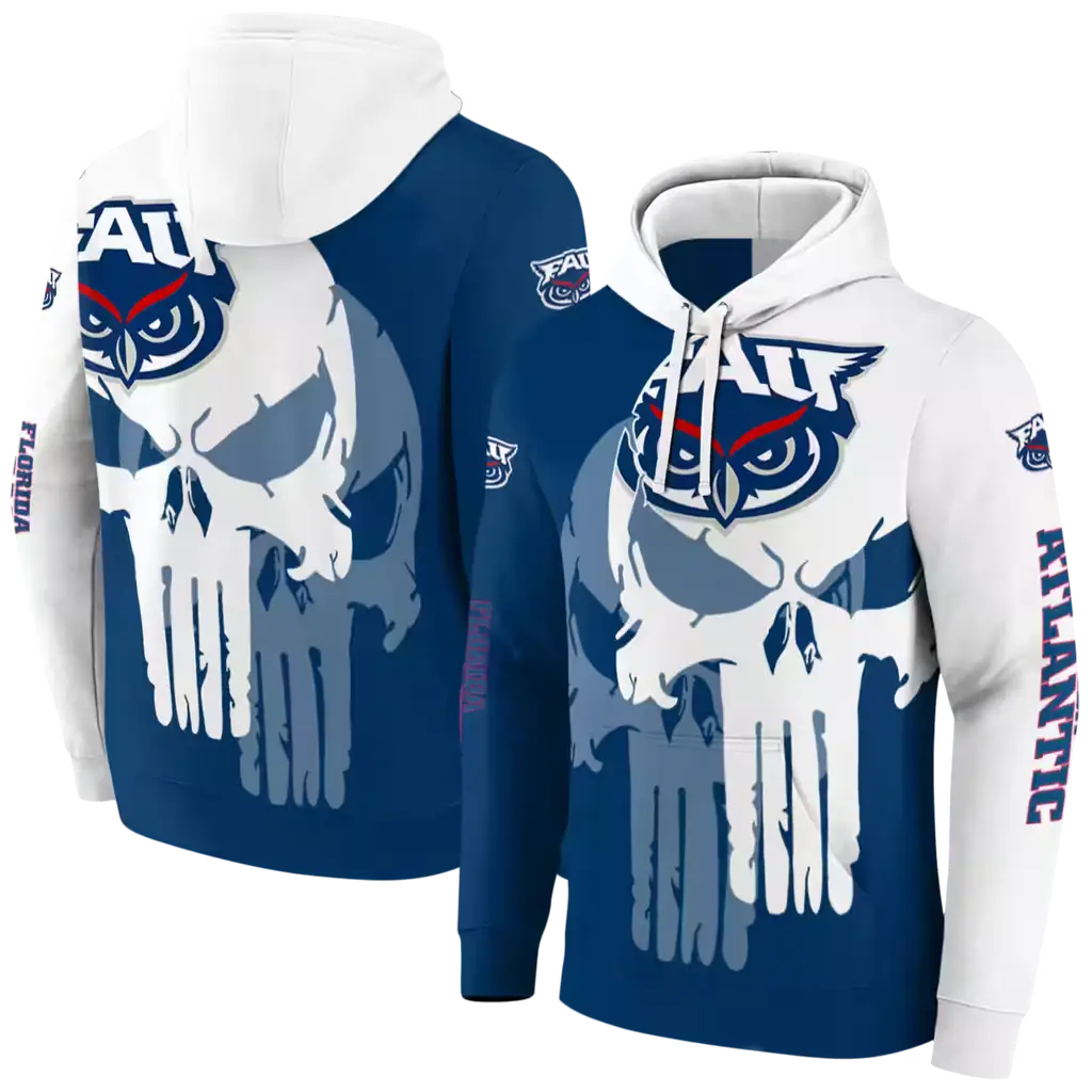 florida atlantic owls graphic punisher blue white hoodie fashion forward florida atlantic owls graphic punisher blue white hoodie fashion forward