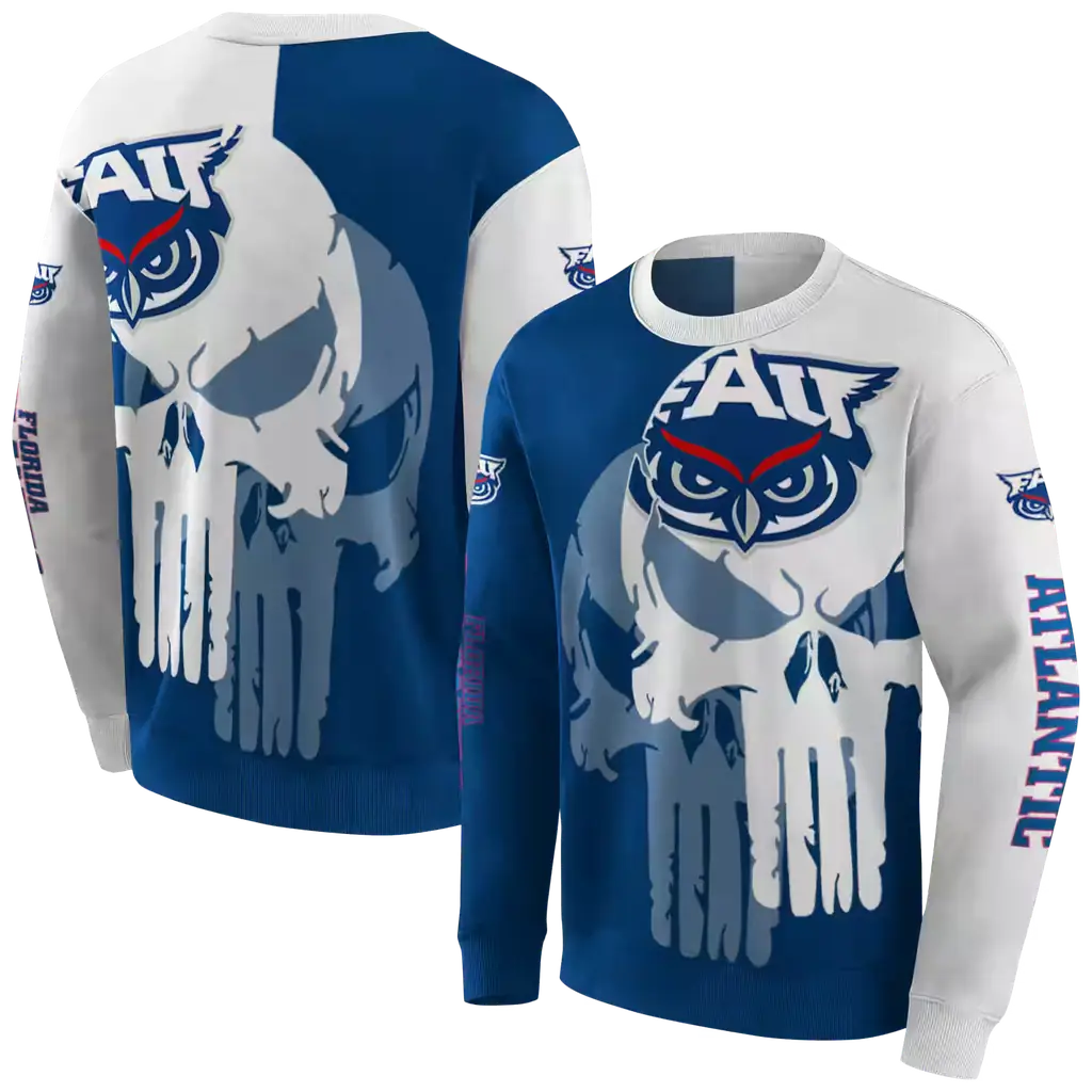 florida atlantic owls graphic punisher blue white hoodie premium grade florida atlantic owls graphic punisher blue white hoodie premium grade
