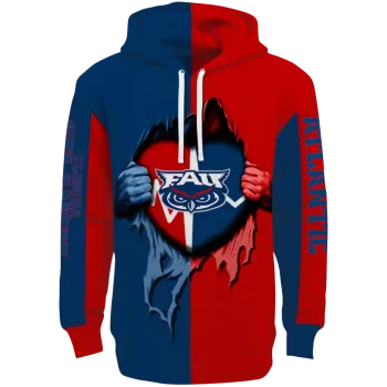 florida atlantic owls heartbeat graphic blue hoodie best selling