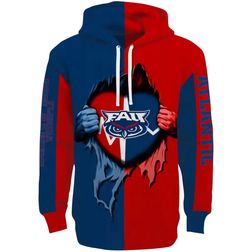 florida atlantic owls heartbeat graphic blue hoodie best selling florida atlantic owls heartbeat graphic blue hoodie best selling