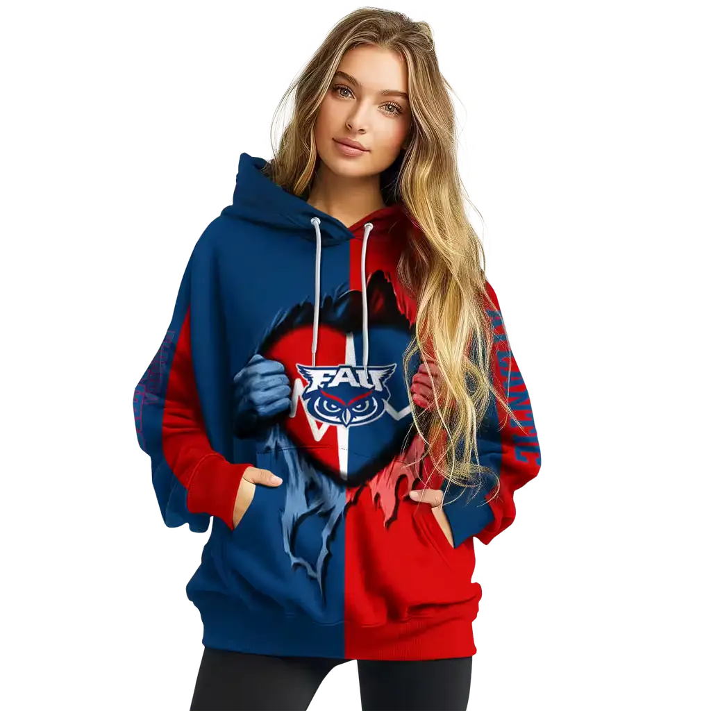 florida atlantic owls heartbeat graphic blue hoodie high quality florida atlantic owls heartbeat graphic blue hoodie high quality