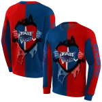 florida atlantic owls heartbeat graphic blue hoodie best selling