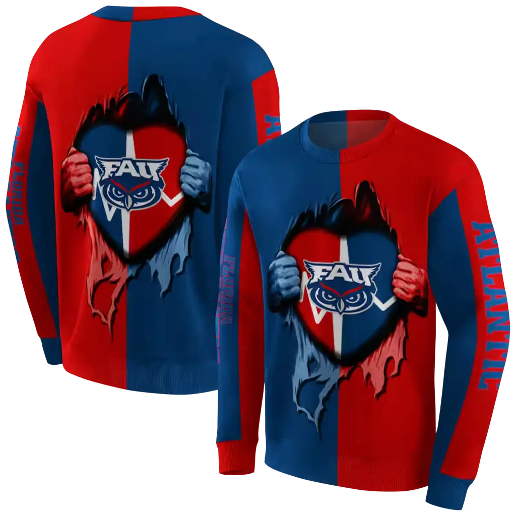 florida atlantic owls heartbeat graphic blue hoodie premium grade florida atlantic owls heartbeat graphic blue hoodie premium grade