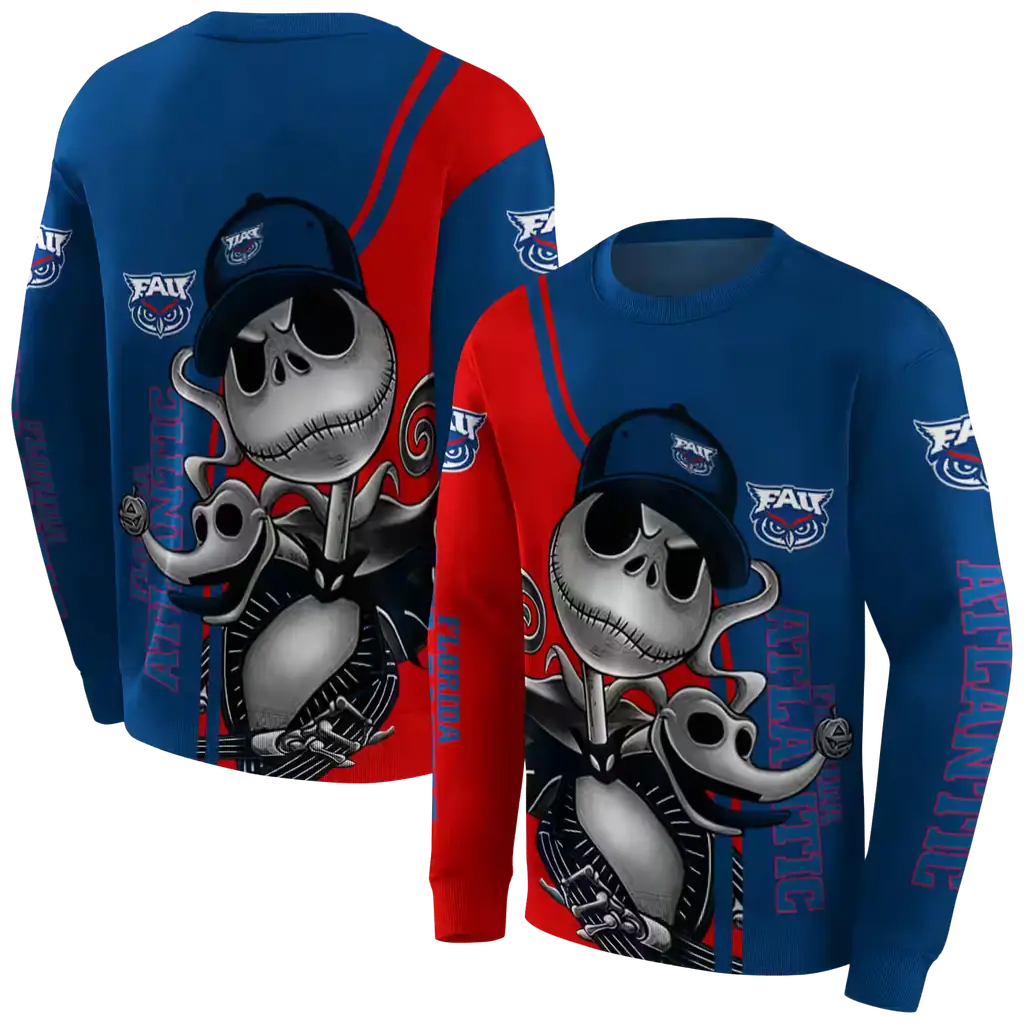 florida atlantic owls jack skellington blue hoodie premium grade florida atlantic owls jack skellington blue hoodie premium grade