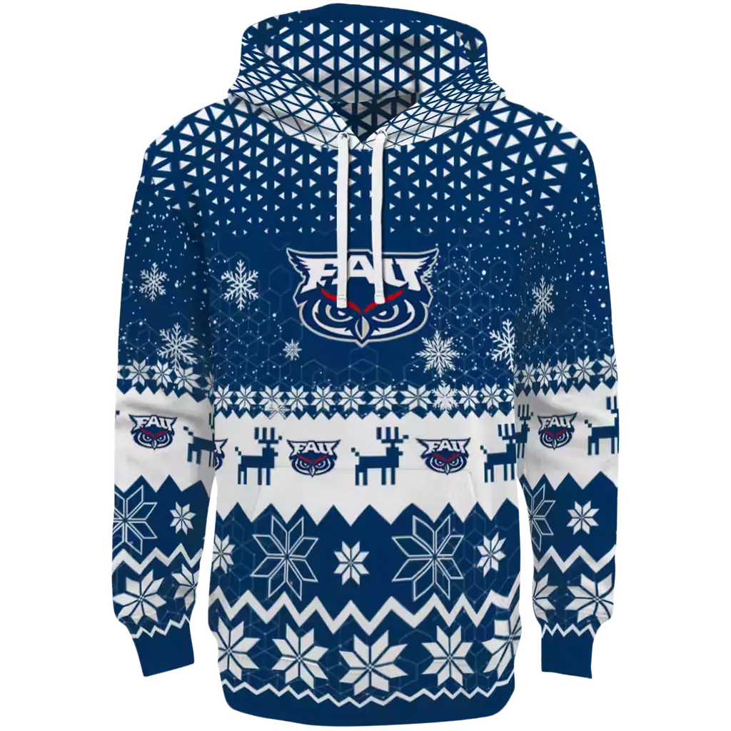 florida atlantic owls reindeer motif blue hoodie best selling florida atlantic owls reindeer motif blue hoodie best selling