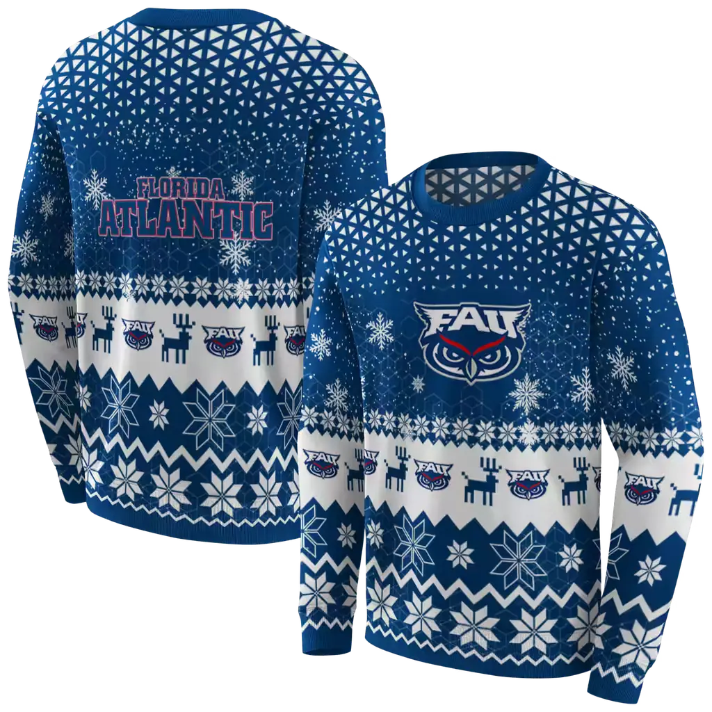 florida atlantic owls reindeer motif blue hoodie premium grade florida atlantic owls reindeer motif blue hoodie premium grade