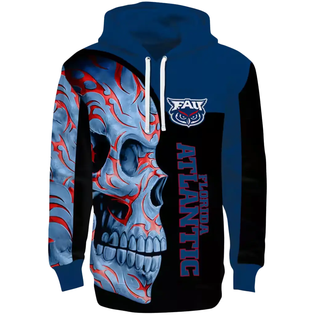 florida atlantic owls skull motif blue black hoodie best selling florida atlantic owls skull motif blue black hoodie best selling