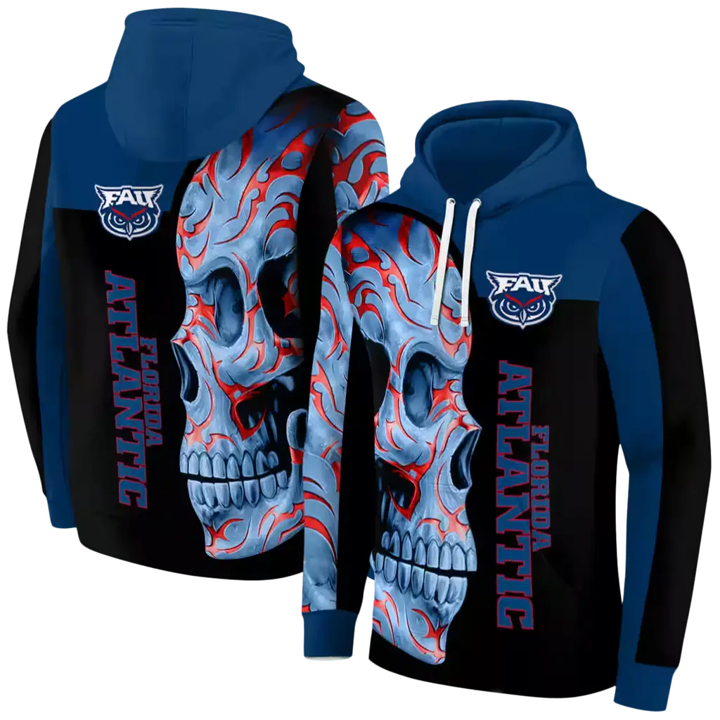 florida atlantic owls skull motif blue black hoodie fashion forward florida atlantic owls skull motif blue black hoodie fashion forward