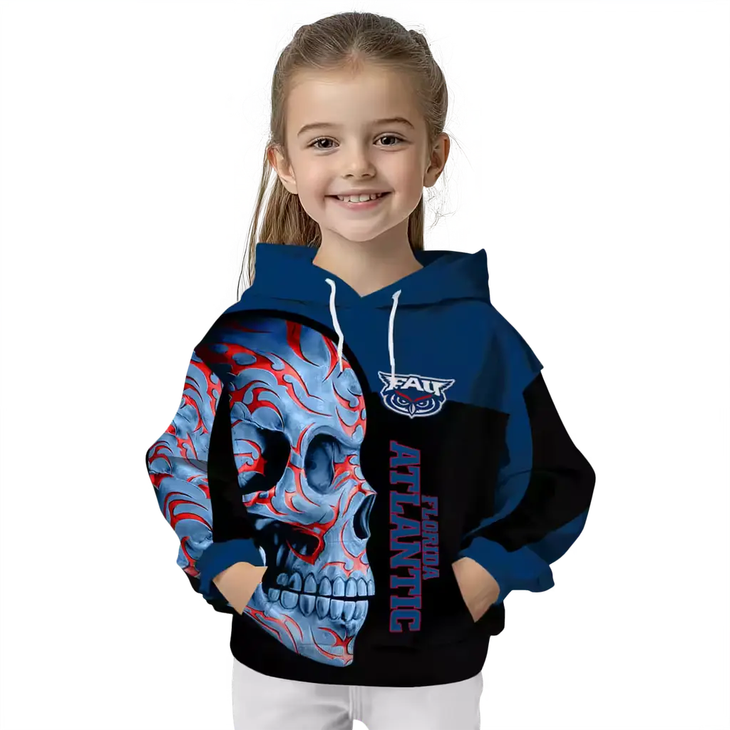 florida atlantic owls skull motif blue black hoodie top rated florida atlantic owls skull motif blue black hoodie top rated