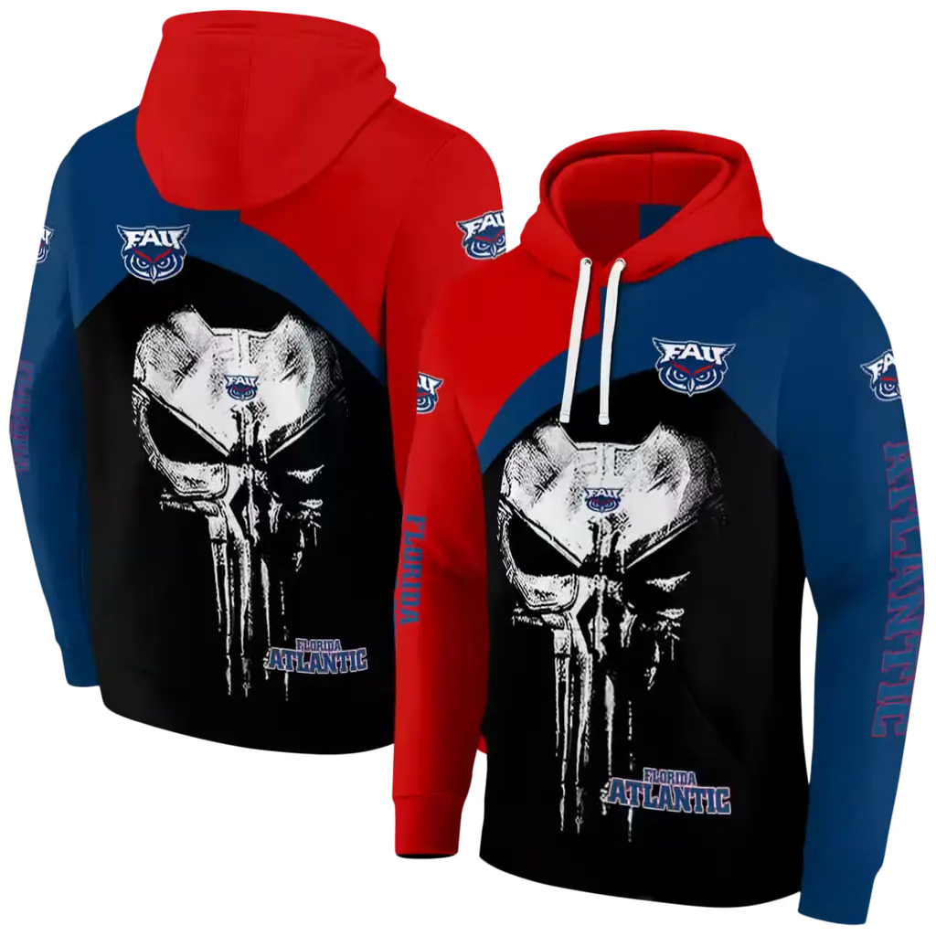 florida atlantic owls skull punisher red black hoodie fashion forward florida atlantic owls skull punisher red black hoodie fashion forward