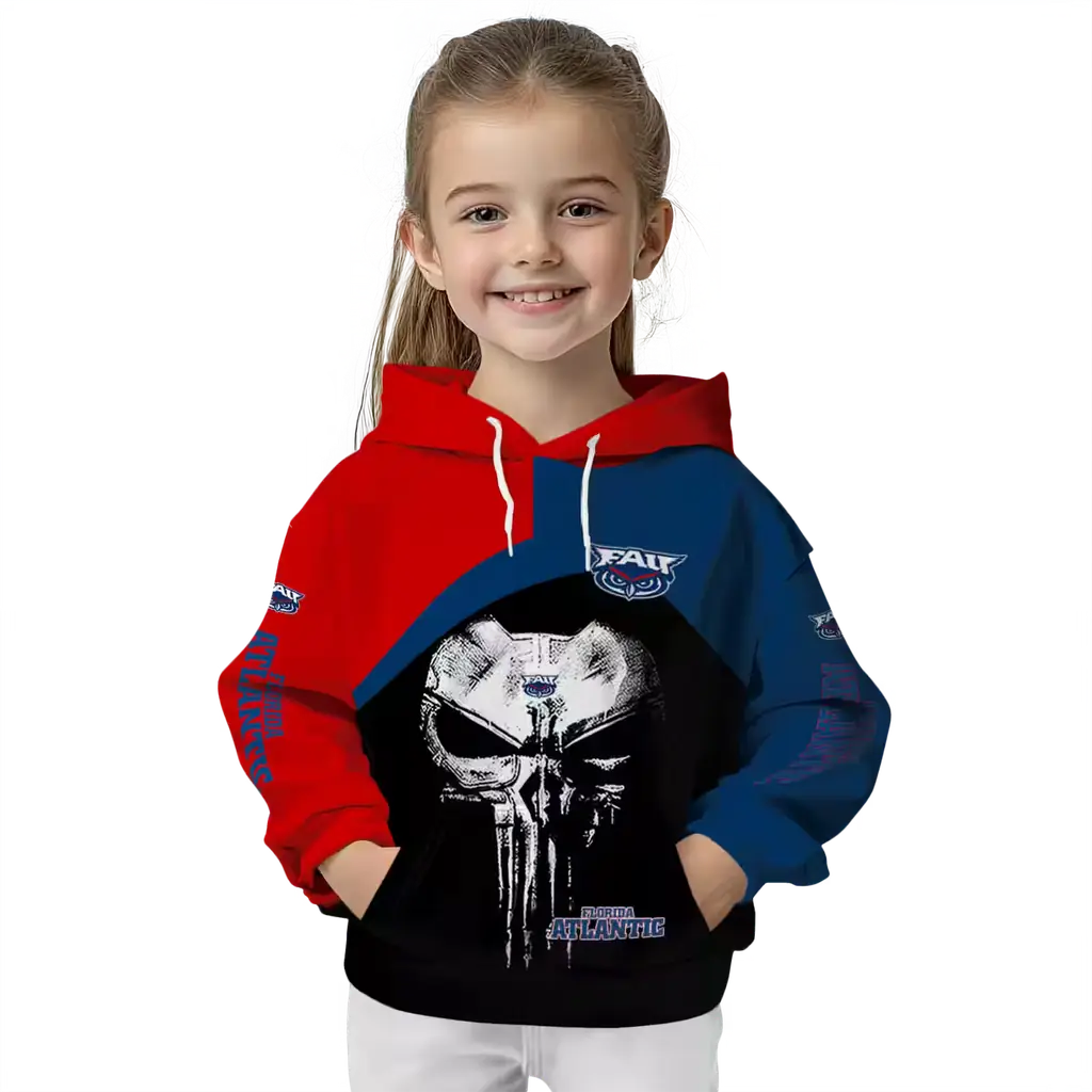 florida atlantic owls skull punisher red black hoodie top rated florida atlantic owls skull punisher red black hoodie top rated