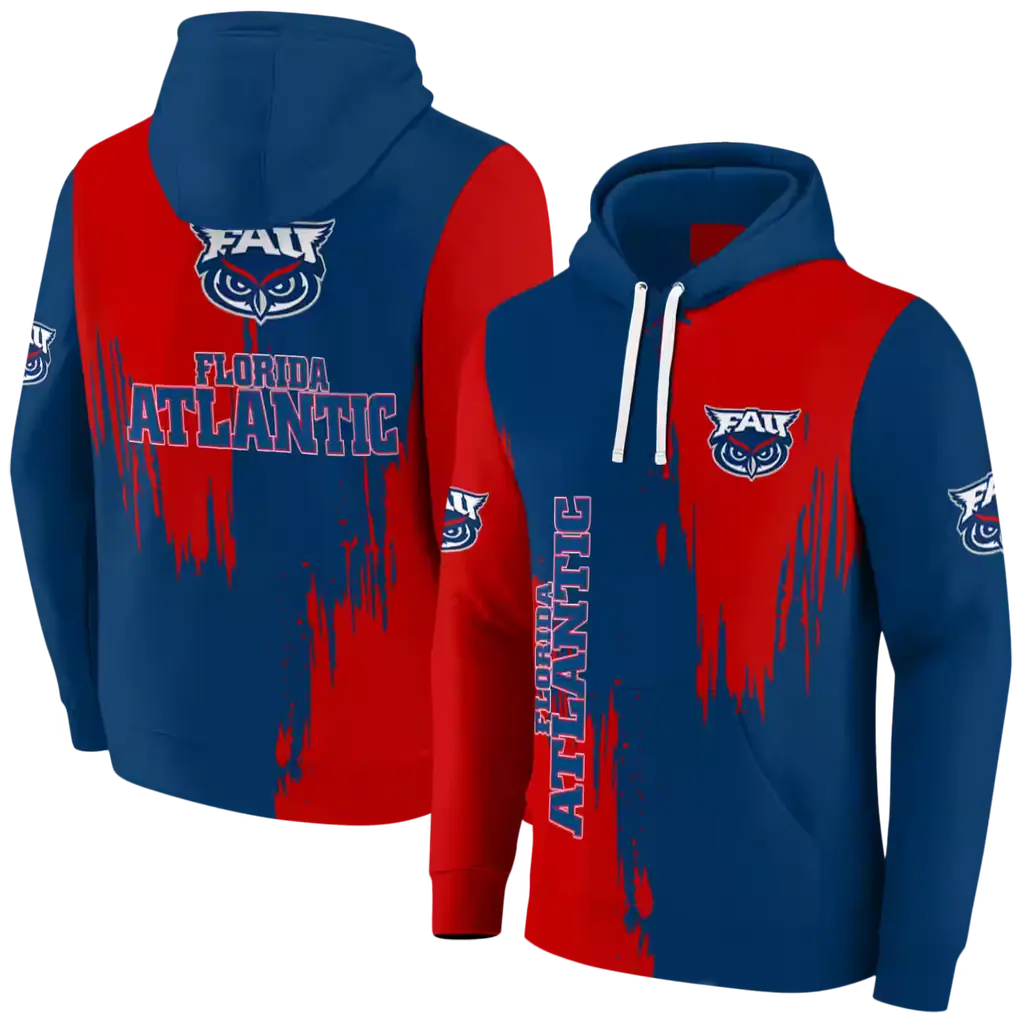 florida atlantic owls splatter effect blue hoodie fashion forward florida atlantic owls splatter effect blue hoodie fashion forward