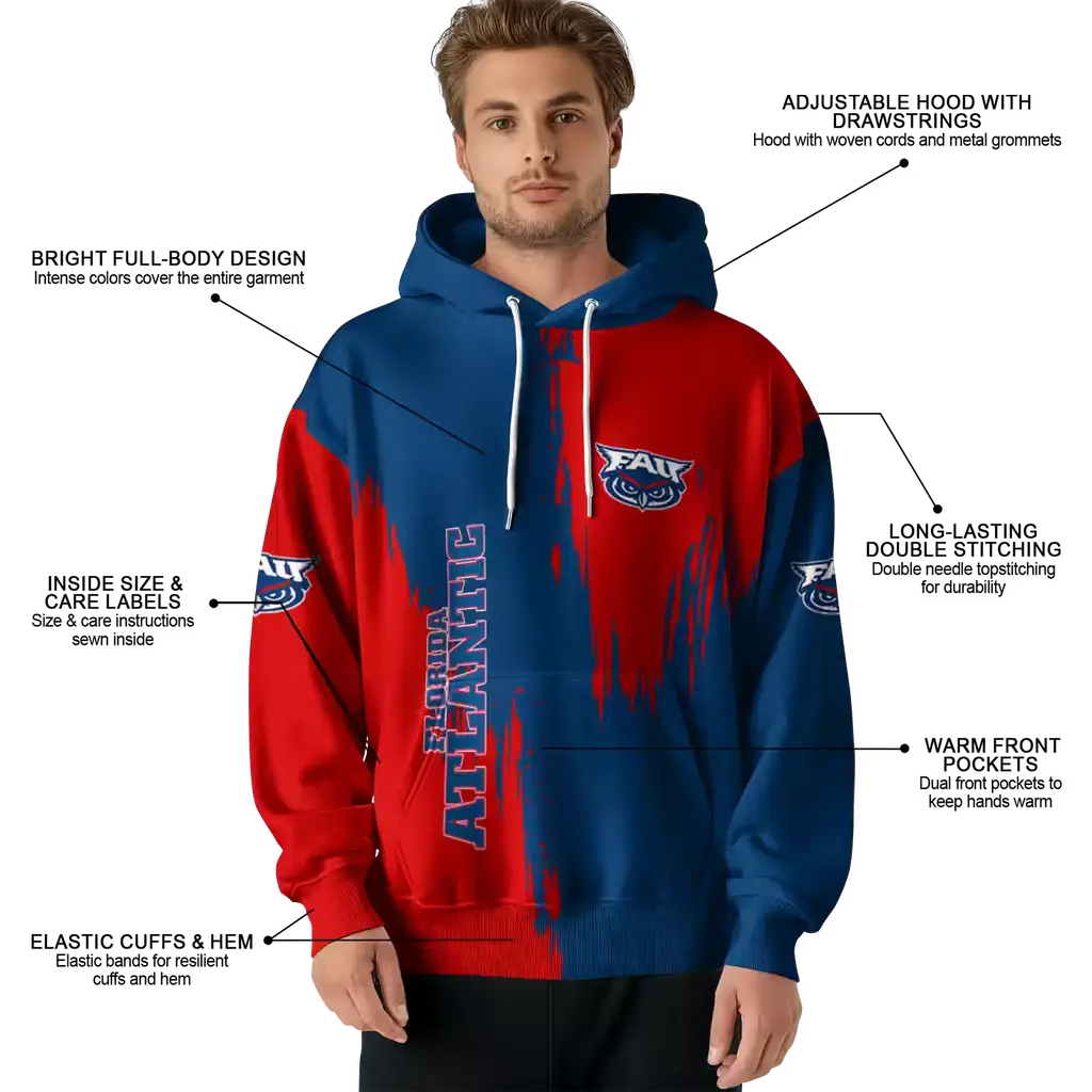 florida atlantic owls splatter effect blue hoodie latest model florida atlantic owls splatter effect blue hoodie latest model