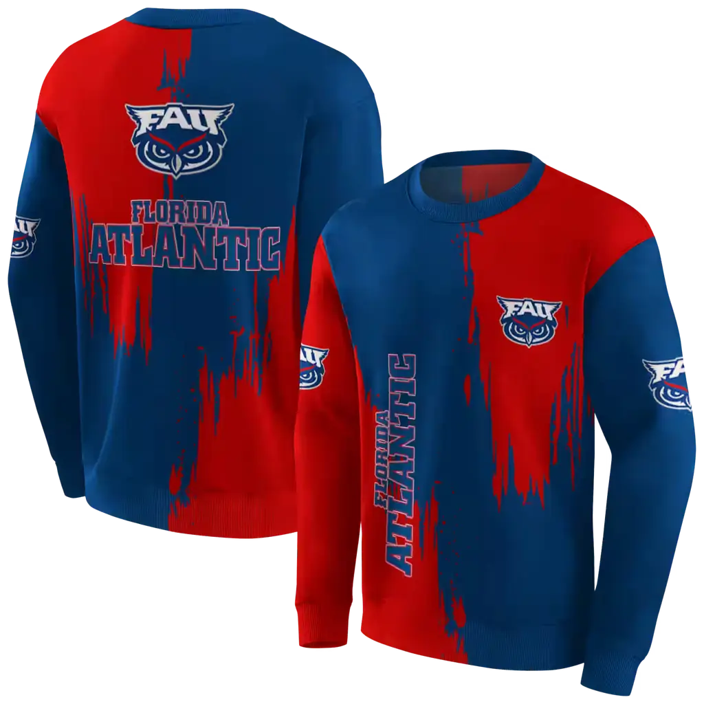 florida atlantic owls splatter effect blue hoodie premium grade florida atlantic owls splatter effect blue hoodie premium grade