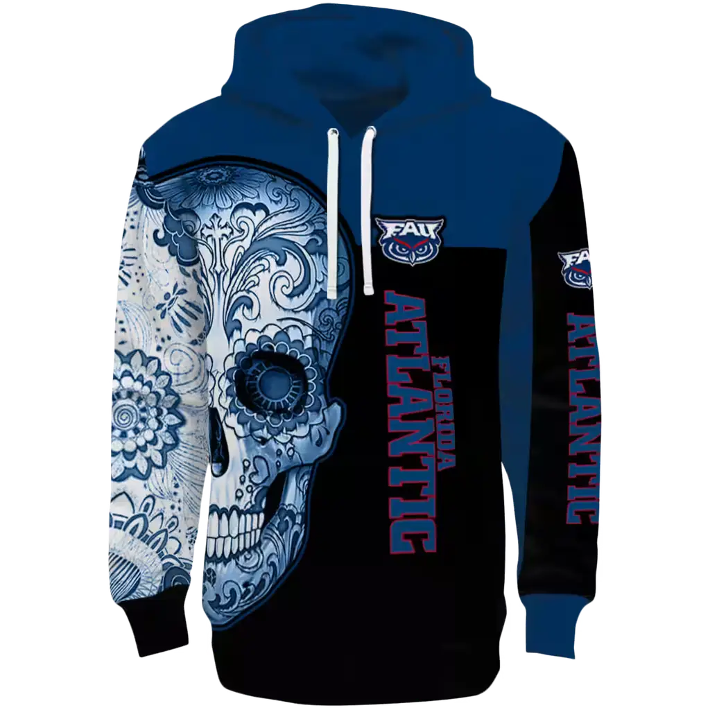 florida atlantic owls sugar skull blue black hoodie best selling florida atlantic owls sugar skull blue black hoodie best selling