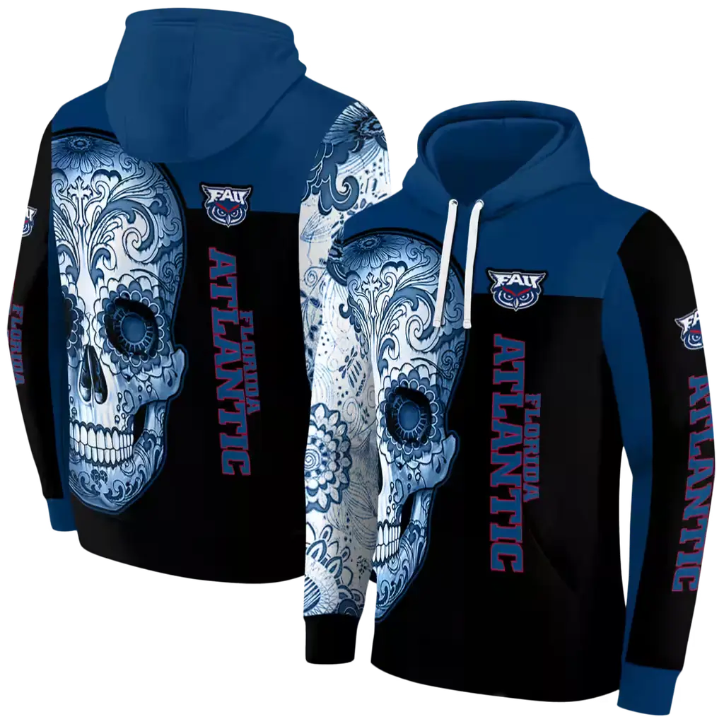 florida atlantic owls sugar skull blue black hoodie fashion forward florida atlantic owls sugar skull blue black hoodie fashion forward