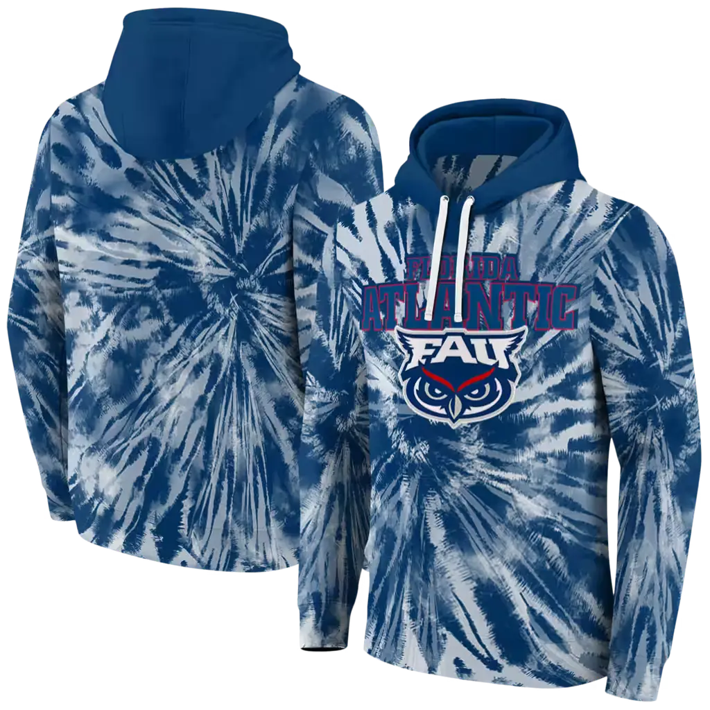 florida atlantic owls tie dye pattern blue hoodie fashion forward florida atlantic owls tie dye pattern blue hoodie fashion forward