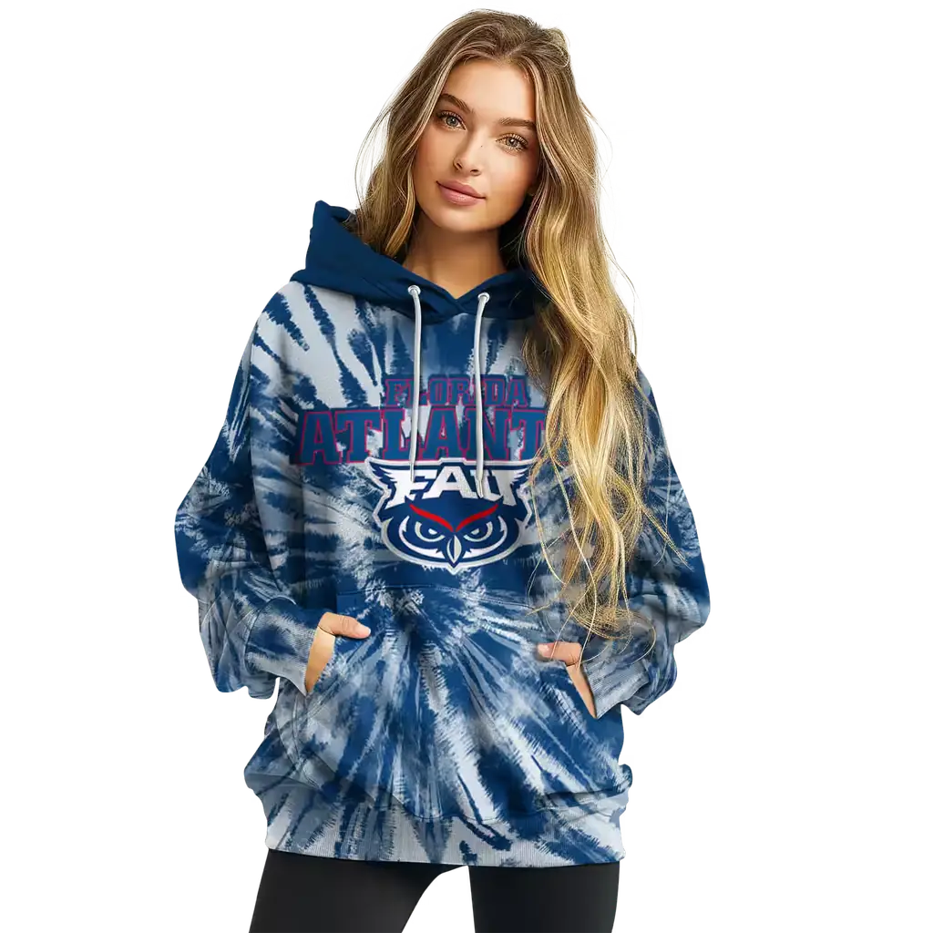 florida atlantic owls tie dye pattern blue hoodie high quality florida atlantic owls tie dye pattern blue hoodie high quality