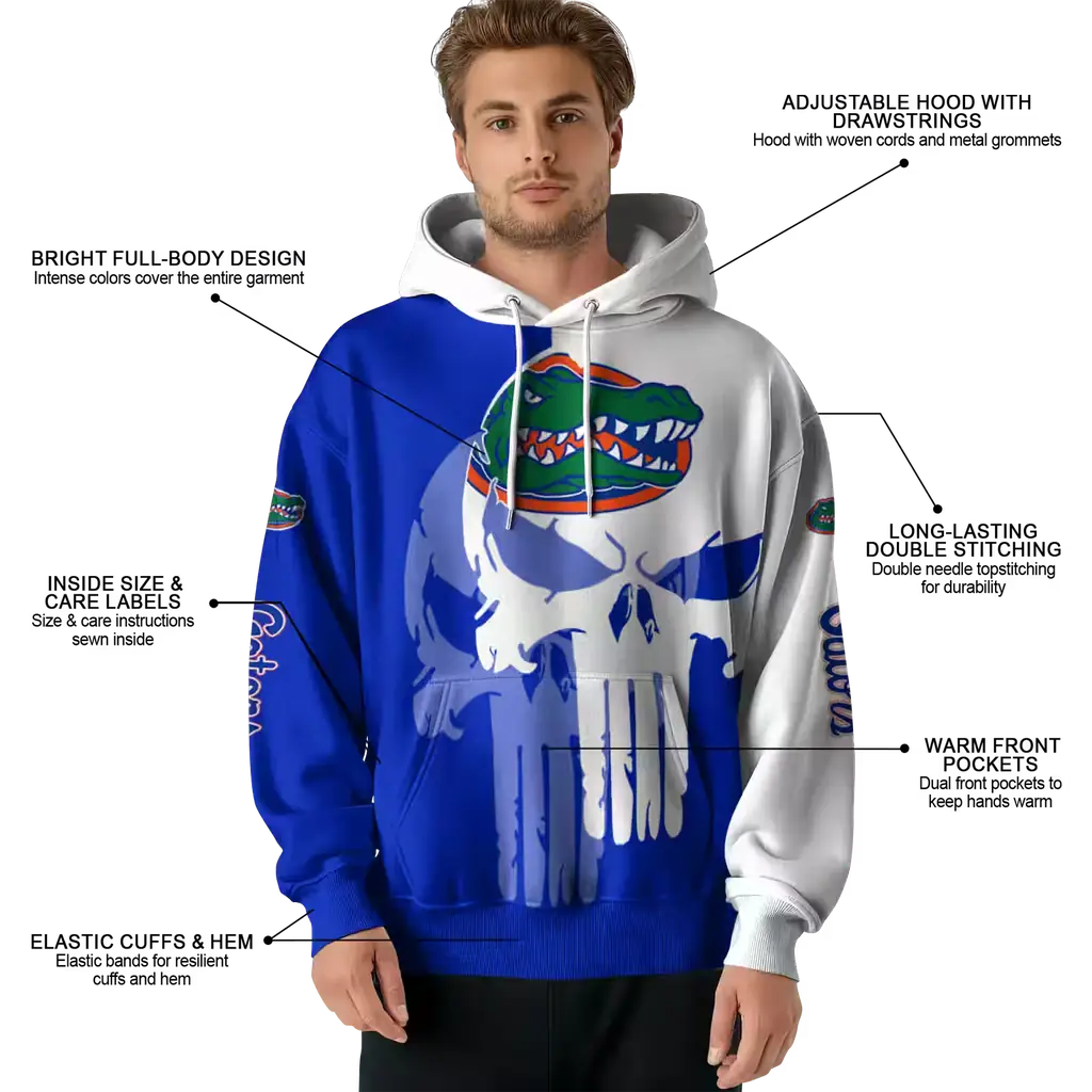 florida gators graphic punisher blue white hoodie latest model florida gators graphic punisher blue white hoodie latest model