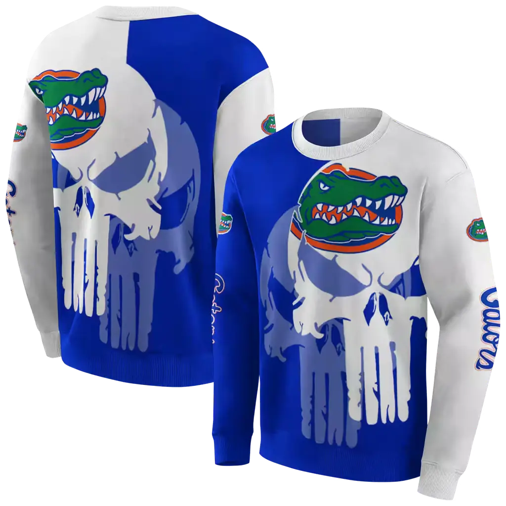 florida gators graphic punisher blue white hoodie premium grade florida gators graphic punisher blue white hoodie premium grade