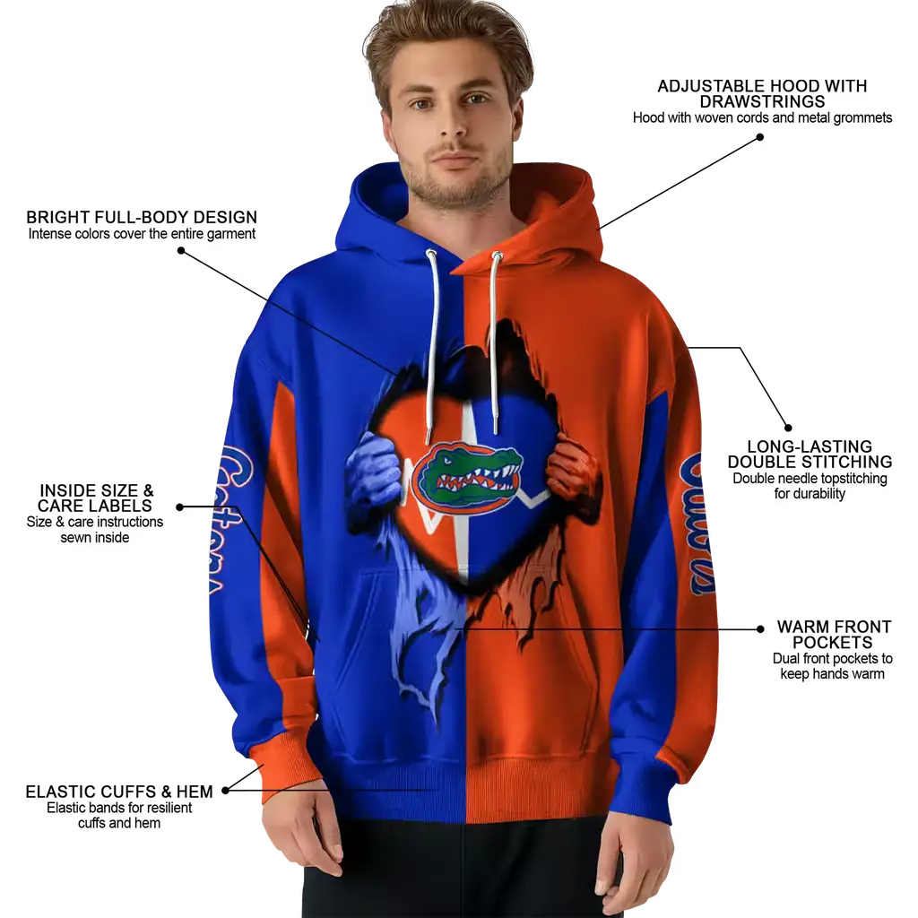 florida gators heartbeat graphic blue hoodie latest model florida gators heartbeat graphic blue hoodie latest model