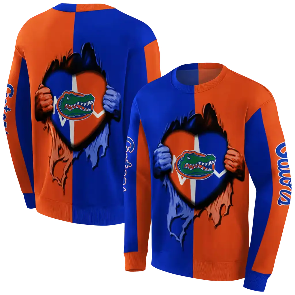 florida gators heartbeat graphic blue hoodie premium grade florida gators heartbeat graphic blue hoodie premium grade