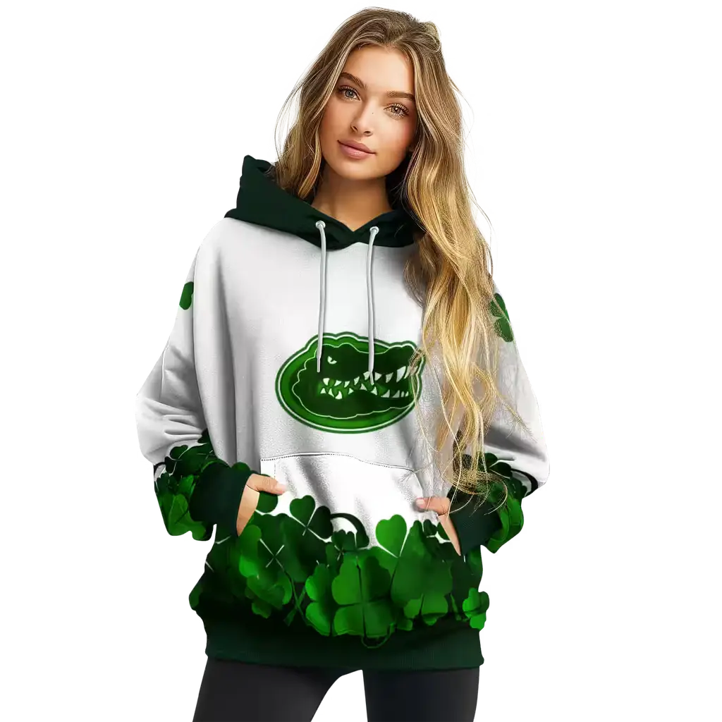 florida gators lucky motif white green hoodie high quality florida gators lucky motif white green hoodie high quality