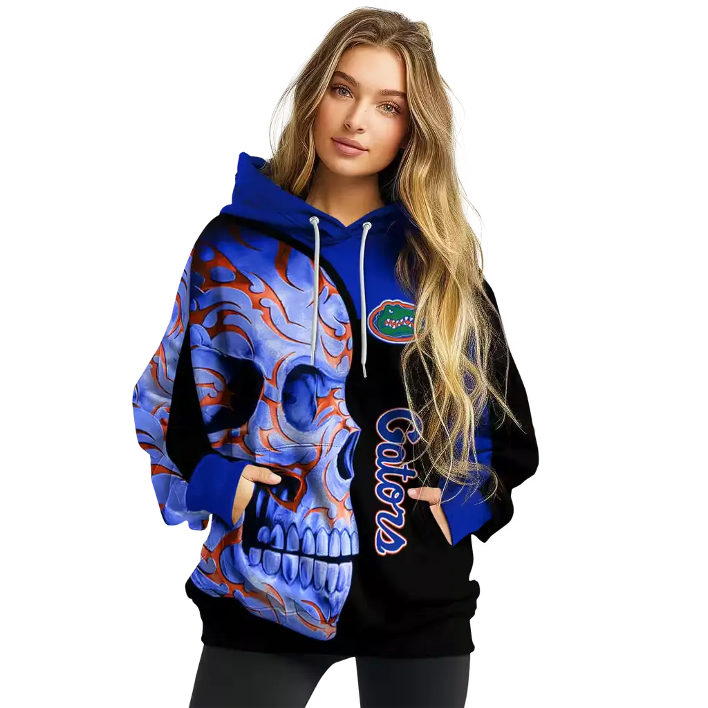 florida gators skull motif blue black hoodie high quality florida gators skull motif blue black hoodie high quality