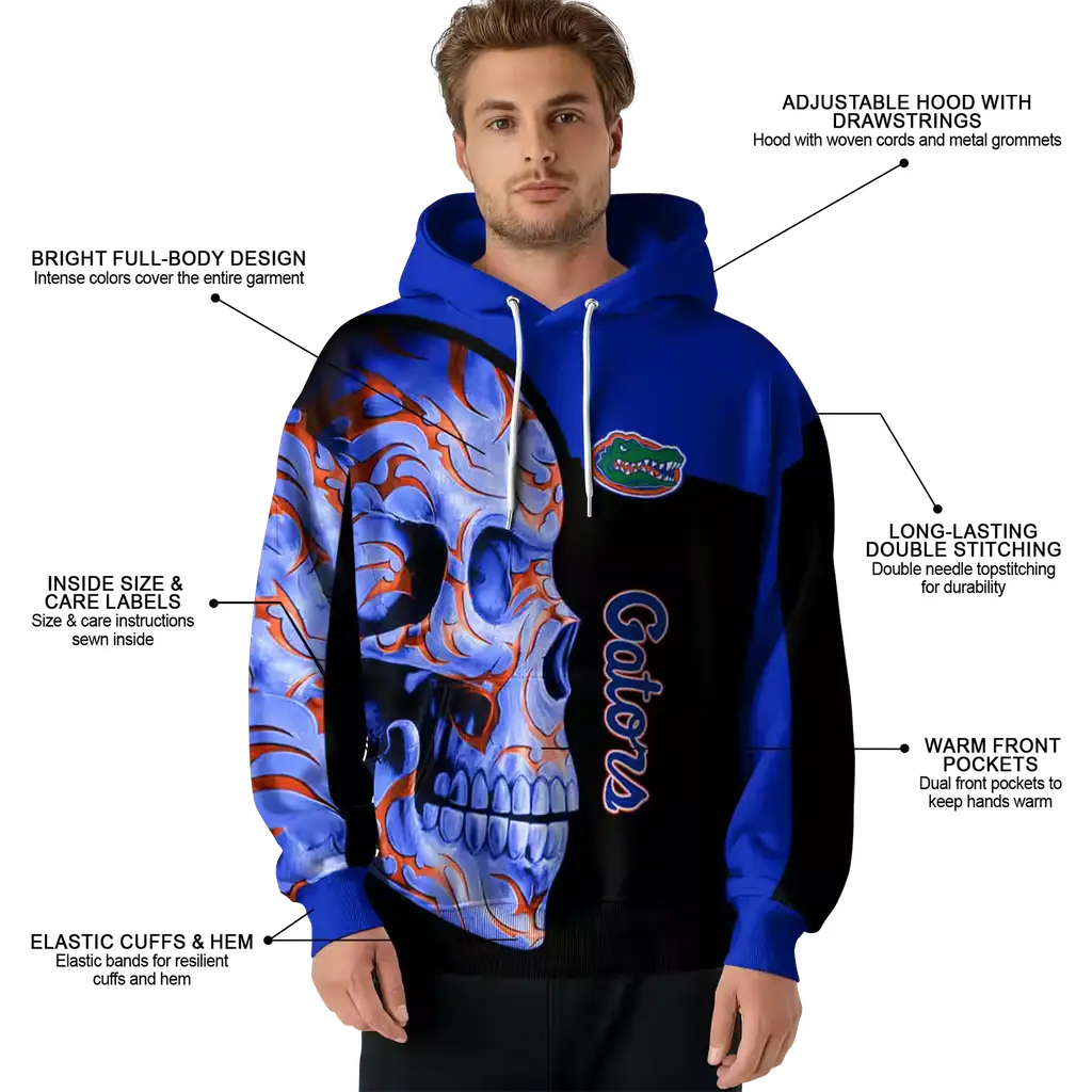 florida gators skull motif blue black hoodie latest model florida gators skull motif blue black hoodie latest model