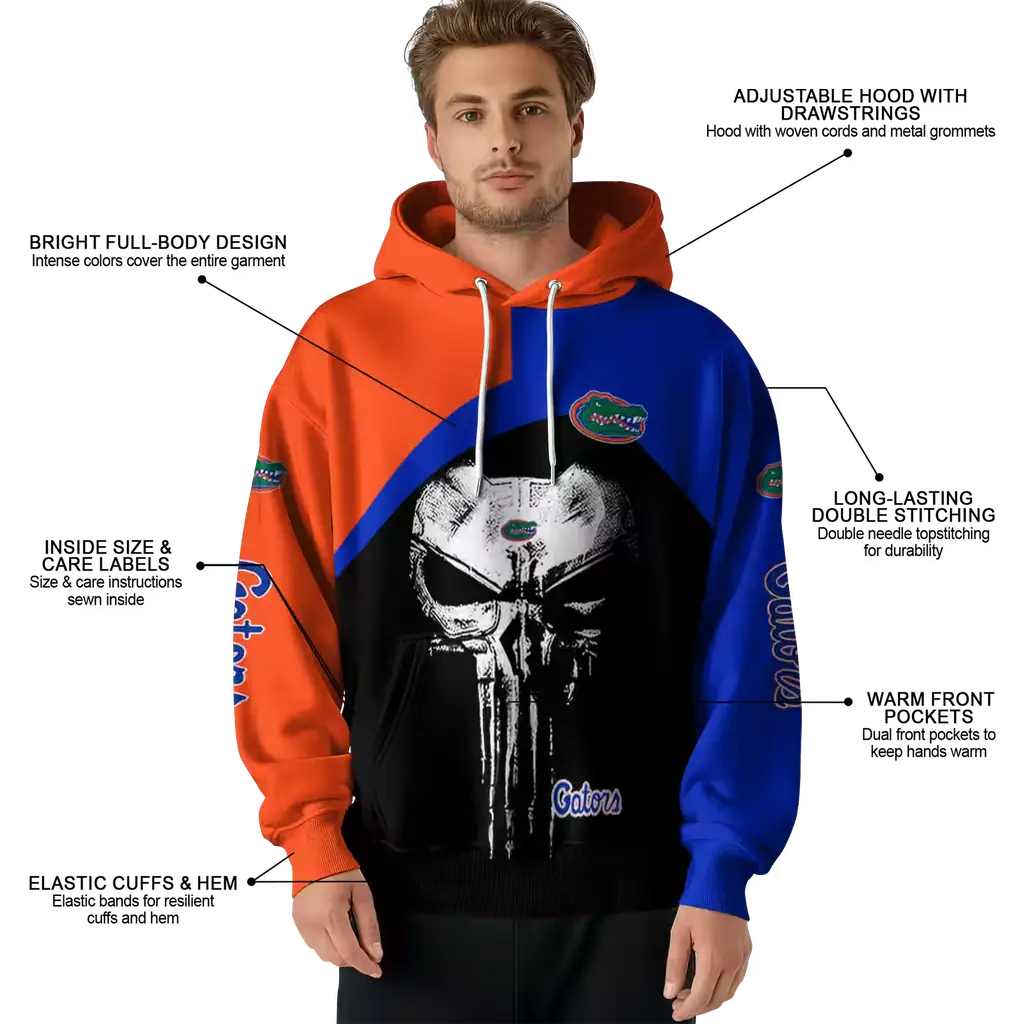 florida gators skull punisher orange black hoodie latest model florida gators skull punisher orange black hoodie latest model