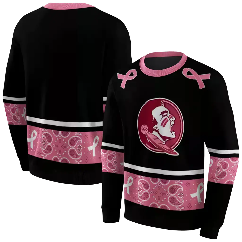 florida state seminoles awareness ribbon black pink hoodie premium grade florida state seminoles awareness ribbon black pink hoodie premium grade