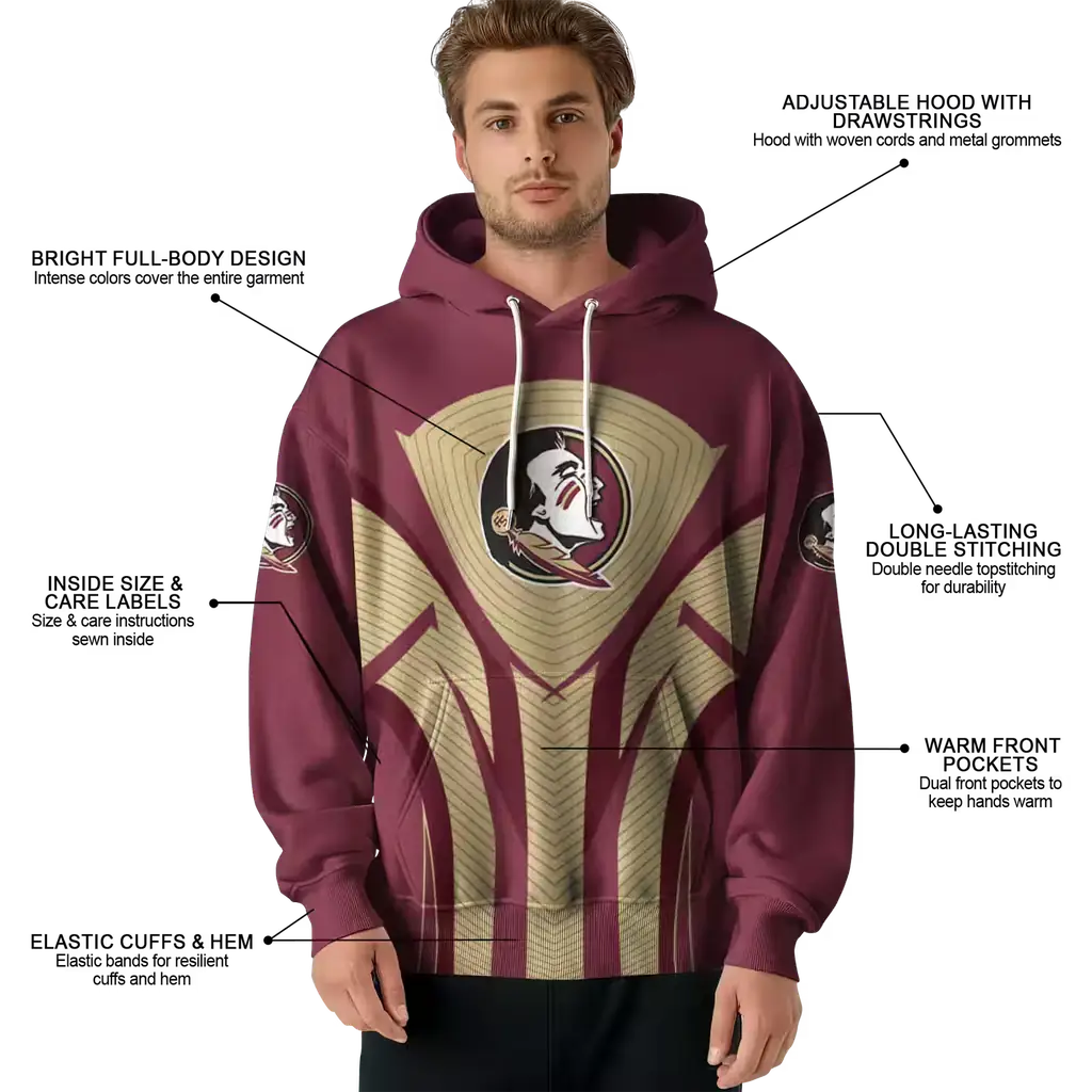 florida state seminoles concentric lines garnet black hoodie latest model florida state seminoles concentric lines garnet black hoodie latest model
