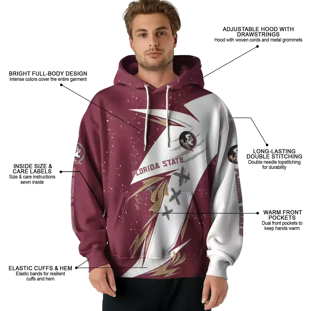 florida state seminoles dynamic slash garnet white hoodie latest model florida state seminoles dynamic slash garnet white hoodie latest model