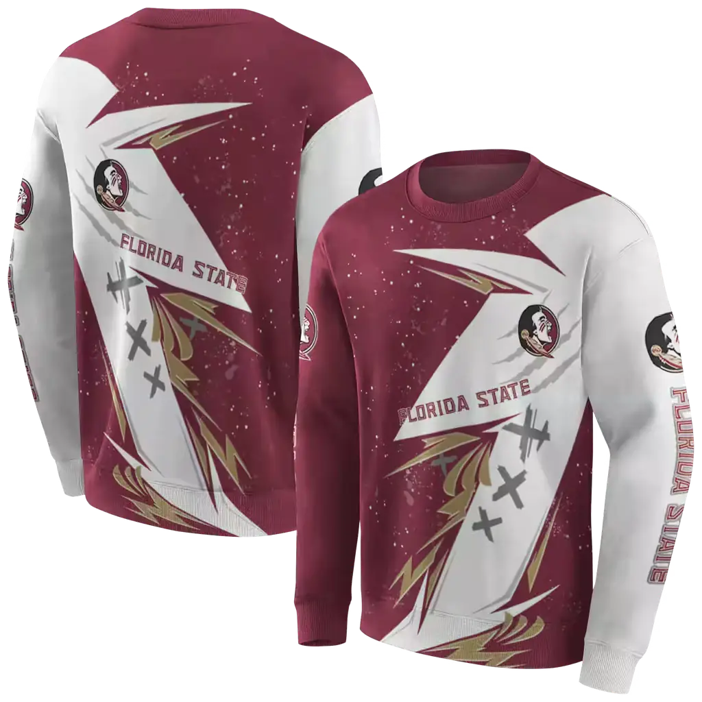 florida state seminoles dynamic slash garnet white hoodie premium grade florida state seminoles dynamic slash garnet white hoodie premium grade