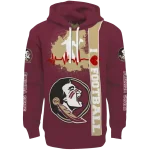 florida state seminoles football heartbeat garnet hoodie best selling