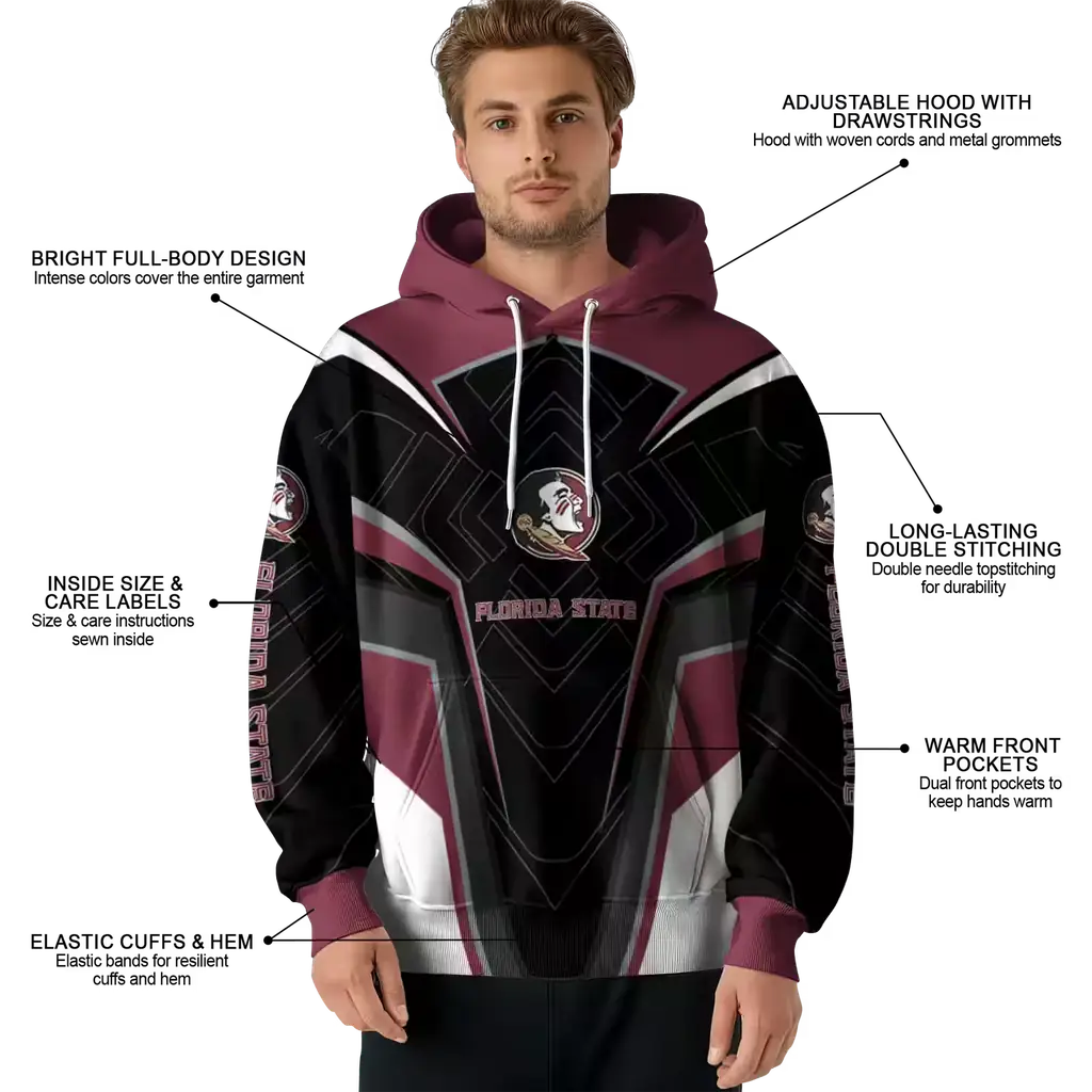 florida state seminoles futuristic pattern garnet black hoodie latest model florida state seminoles futuristic pattern garnet black hoodie latest model