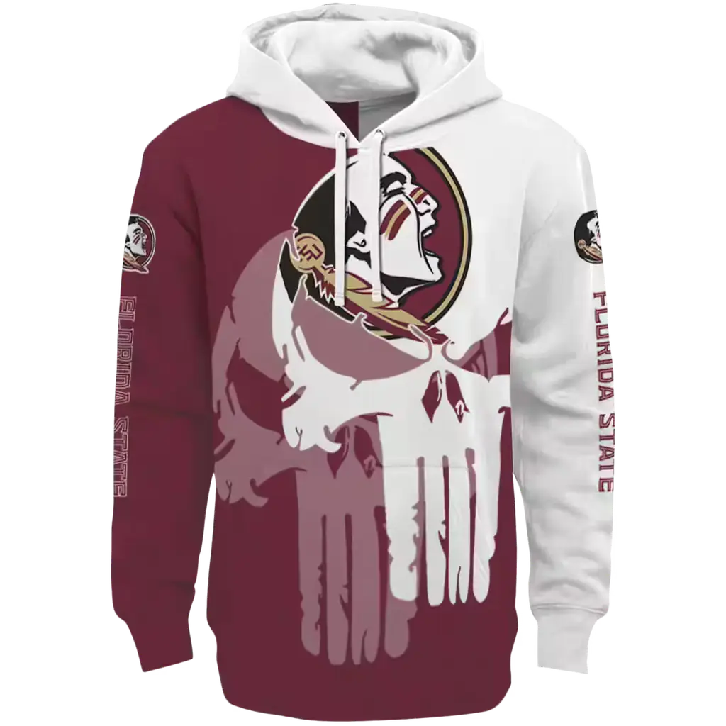 florida state seminoles graphic punisher garnet white hoodie best selling florida state seminoles graphic punisher garnet white hoodie best selling